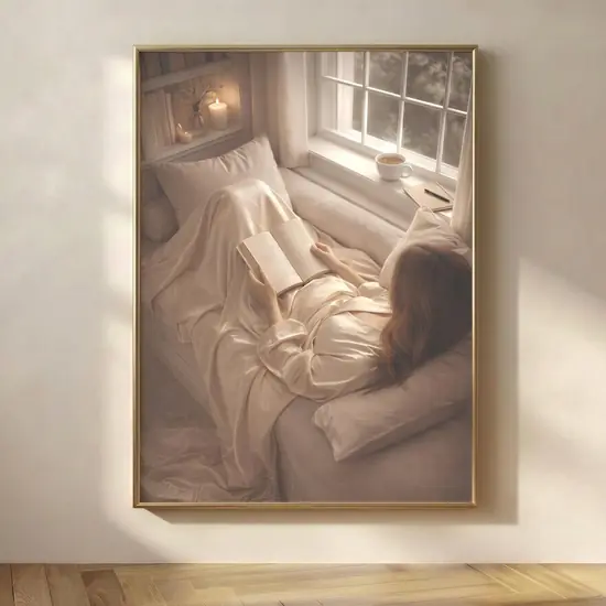 Cozy Reading Nook Aerial Scene Print