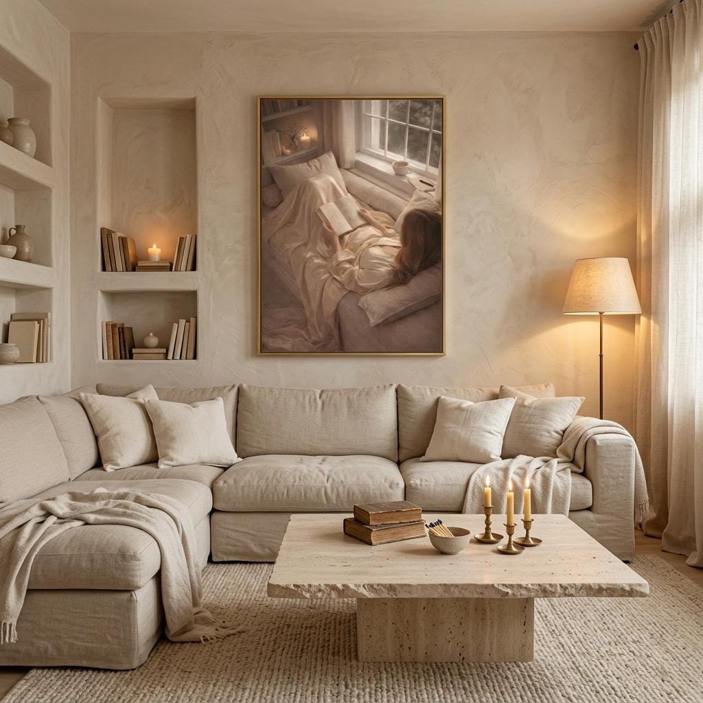 Cozy Reading Nook Aerial Scene Print, view 3 of 3