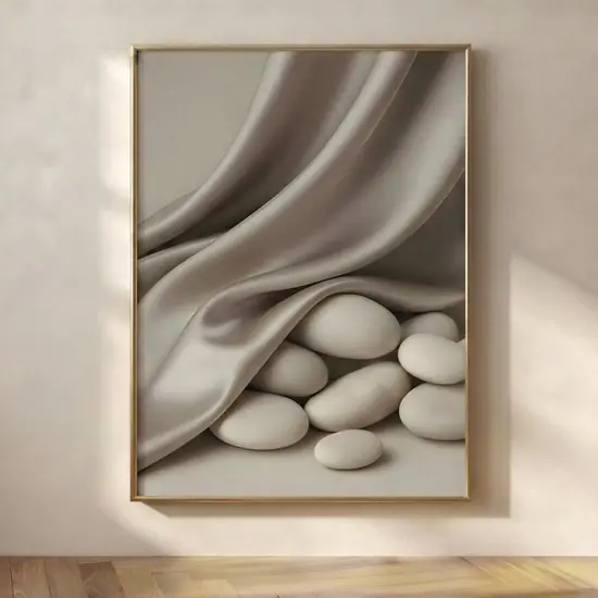 Minimalist Pebbles & Silk Still Life
