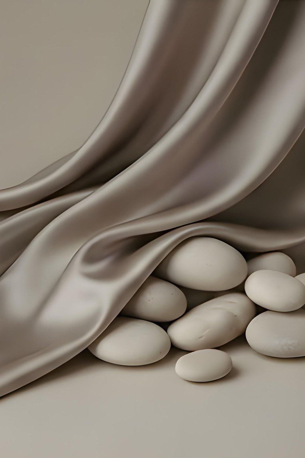 Minimalist Pebbles & Silk Still Life, view 3 of 3