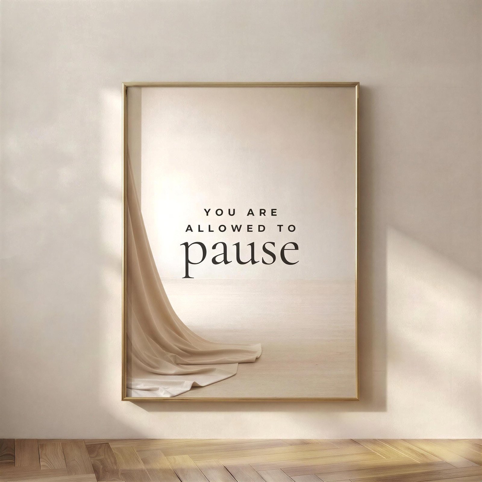 You Are Allowed to Pause, A quiet printable wall art scene for slow living and calm rooms, a quiet Monday carrier for bodies already over-reaching, a permission