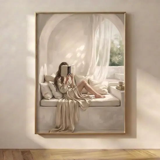 Brunette Woman in a Reading Nook