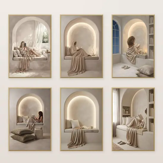 Set of 6 Woman Reading Prints