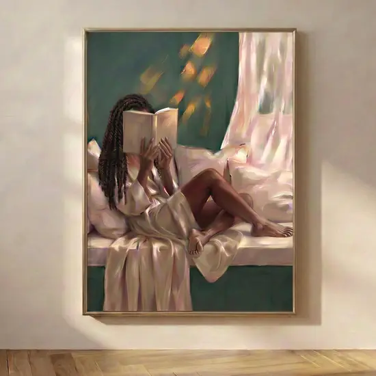 Black Woman Reading in a Window Seat