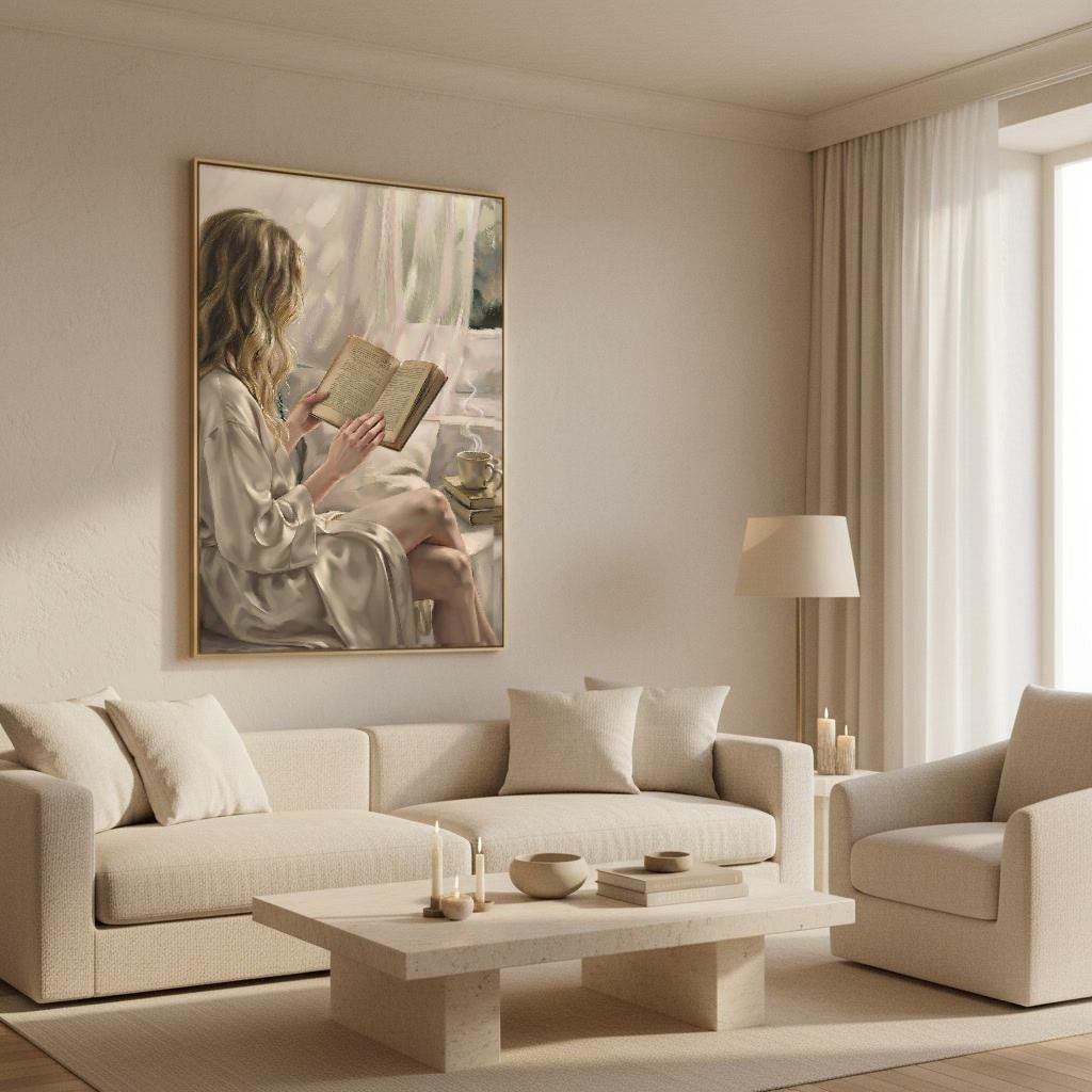 Blonde Woman Reading Art Print, view 2 of 4