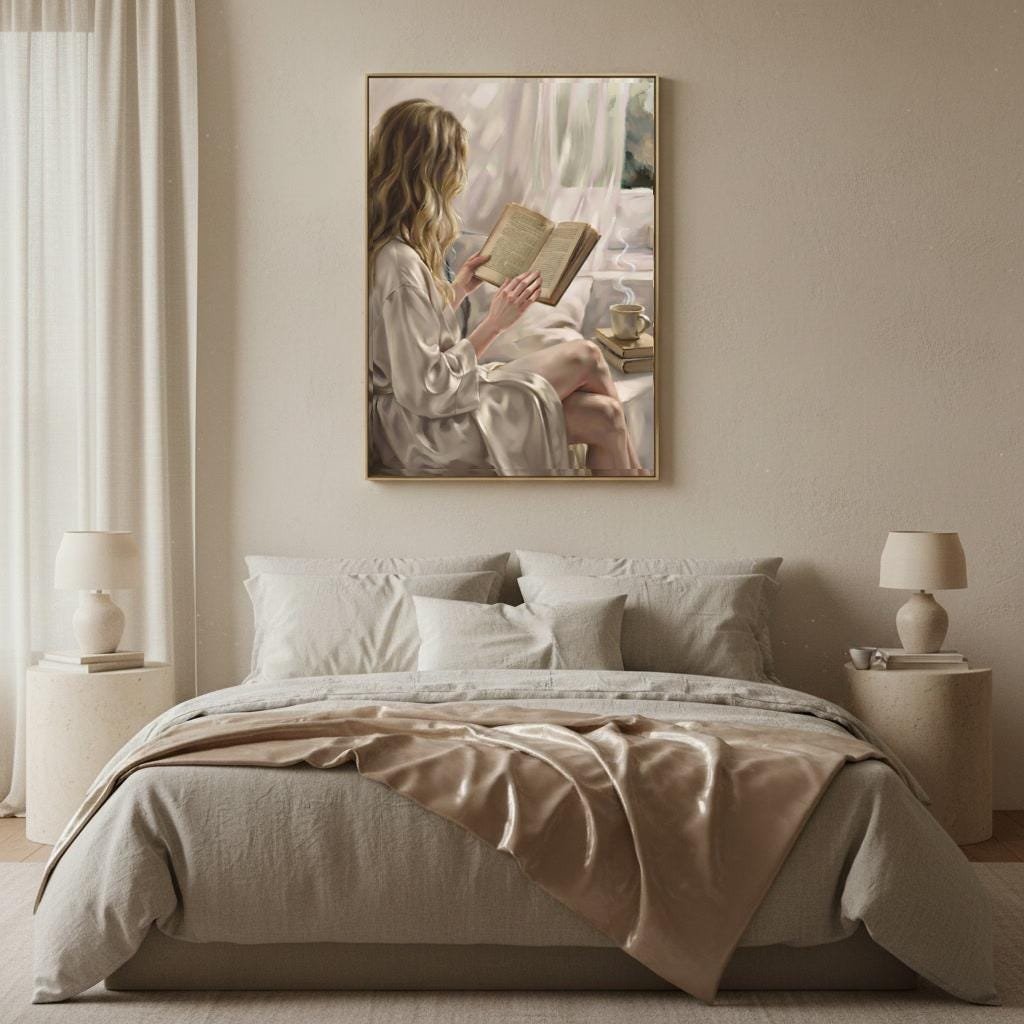 Blonde Woman Reading Art Print, view 3 of 4