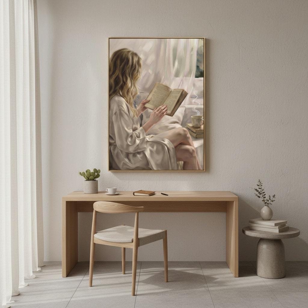 Blonde Woman Reading Art Print, view 4 of 4
