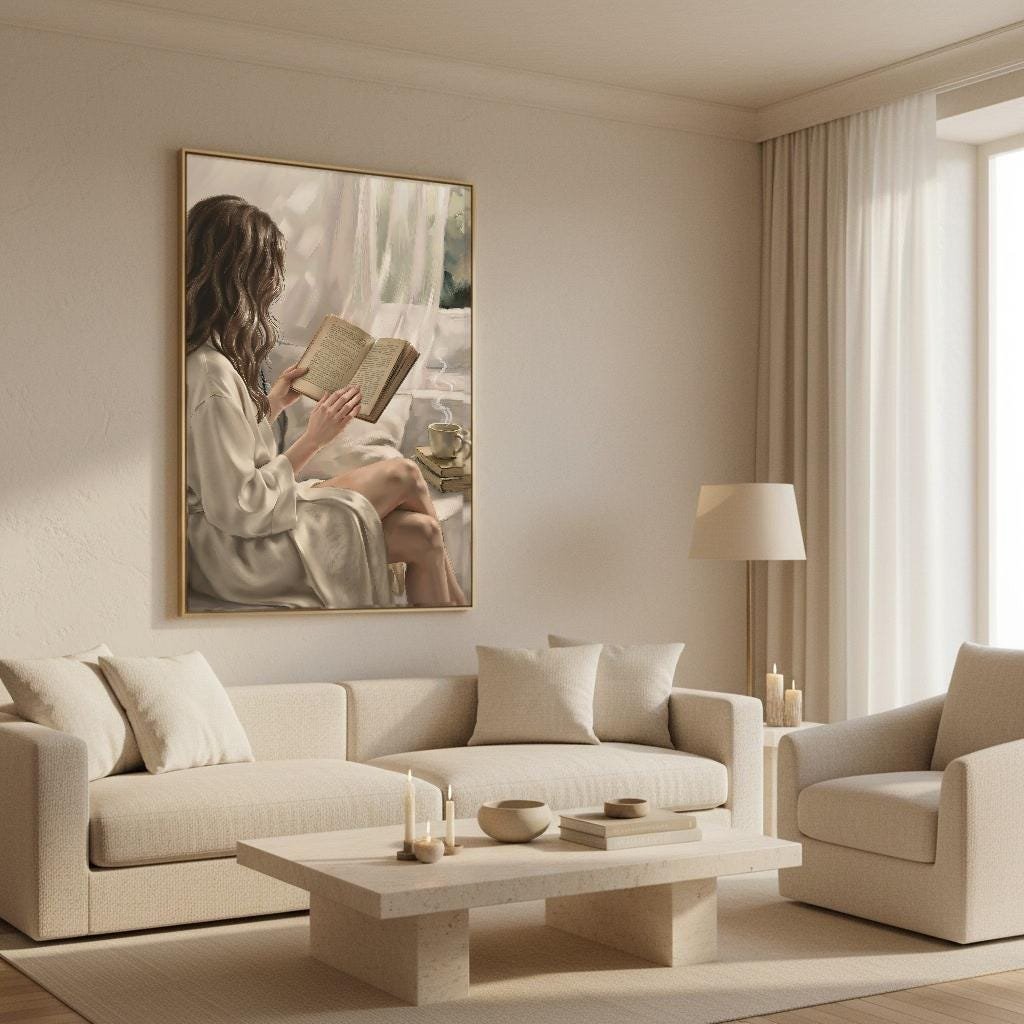 Brunette Woman Reading Wall Art, view 2 of 4