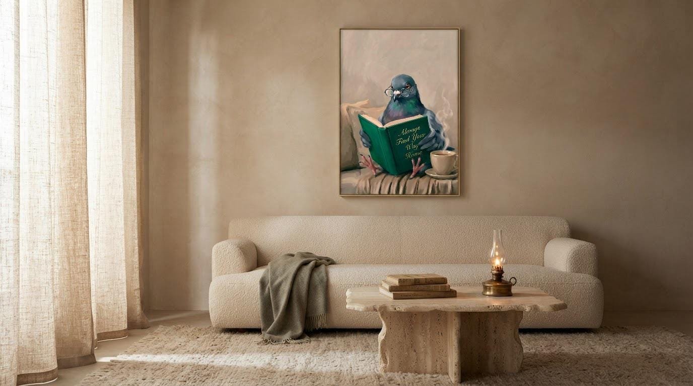 Pigeon Reading Book Art, view 3 of 4