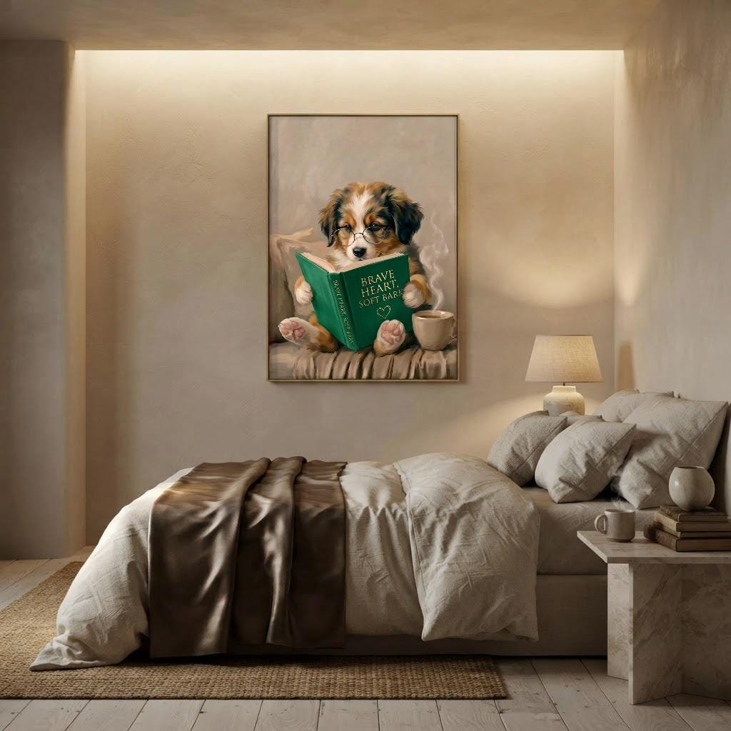 Puppy Reading Book Art Print, view 4 of 4