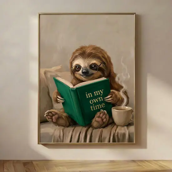 Sloth Reading Art Print