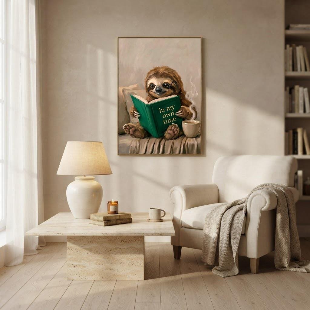 Sloth Reading Art Print, view 2 of 4