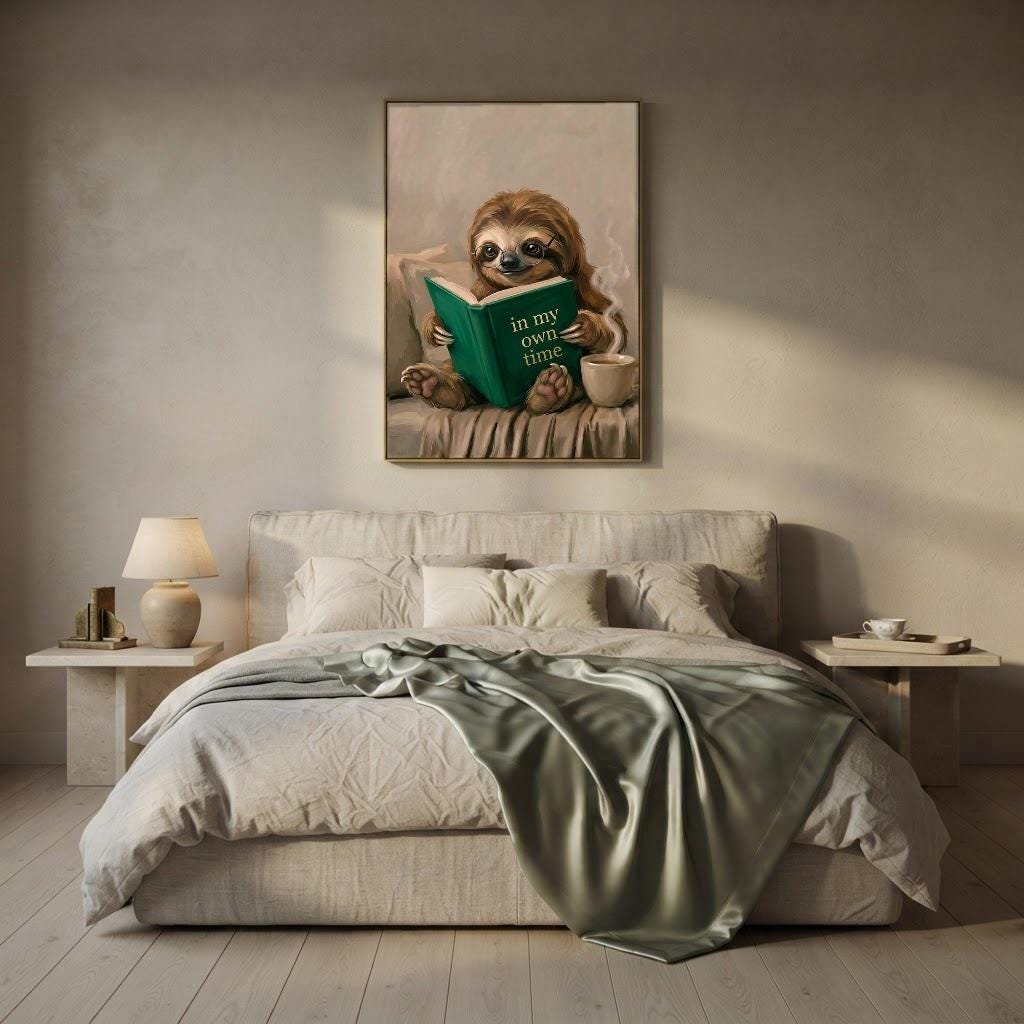 Sloth Reading Art Print, view 4 of 4