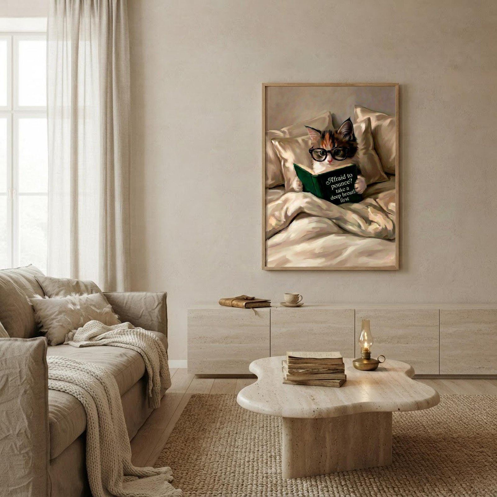 Calico Cat Reading Book Print, view 2 of 3