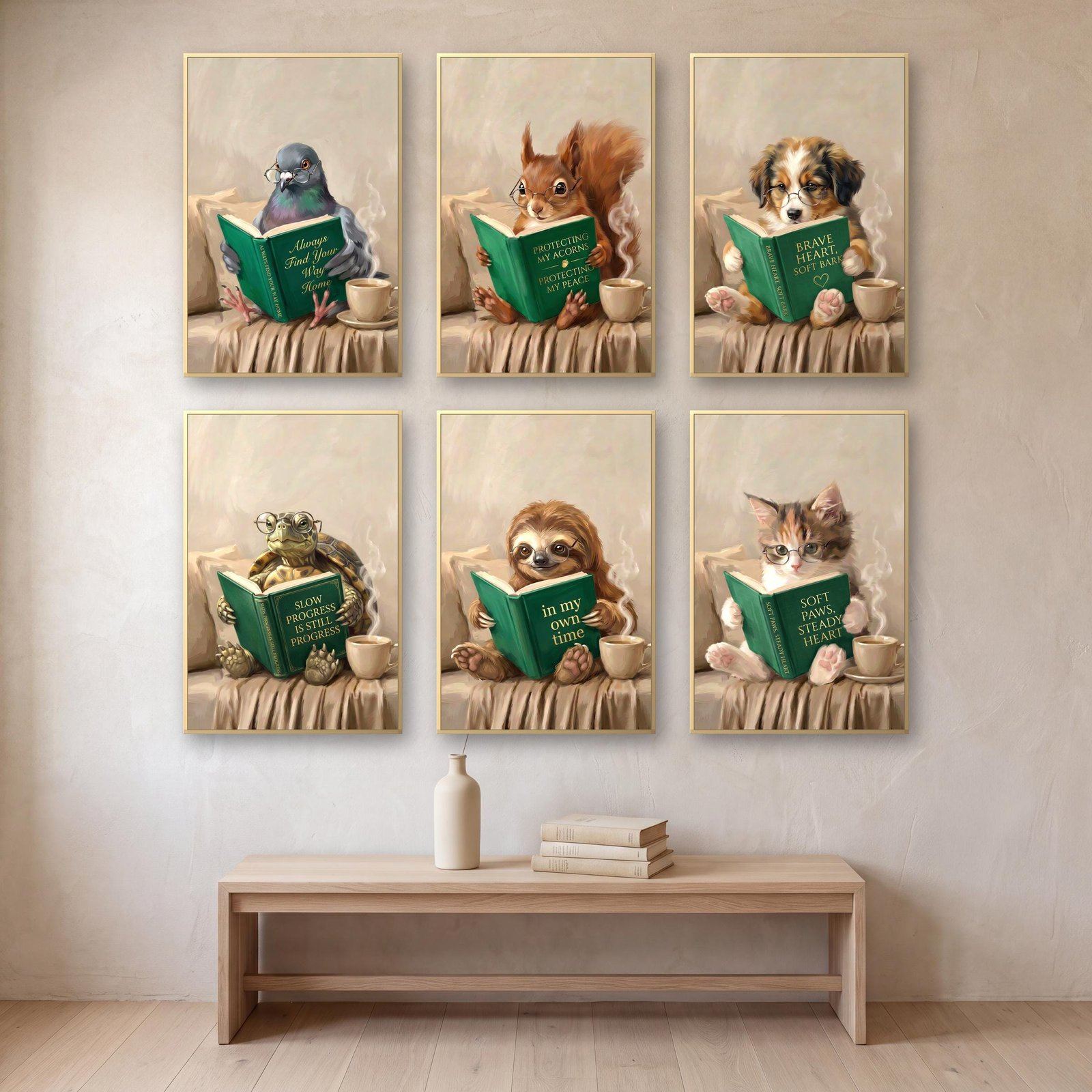 Whimsical Animals, Books, Coffee, view 4 of 4