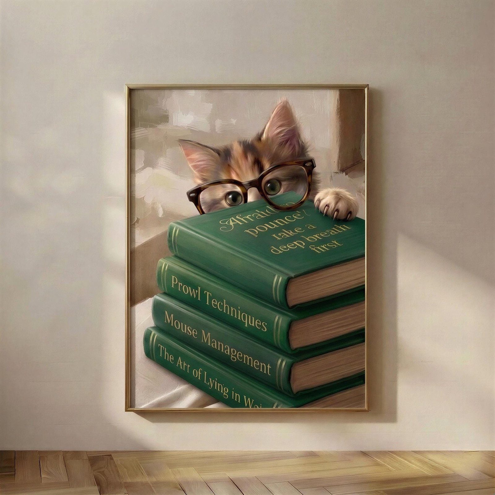 Cat Peeking Over Books, The Afraid to Pounce?