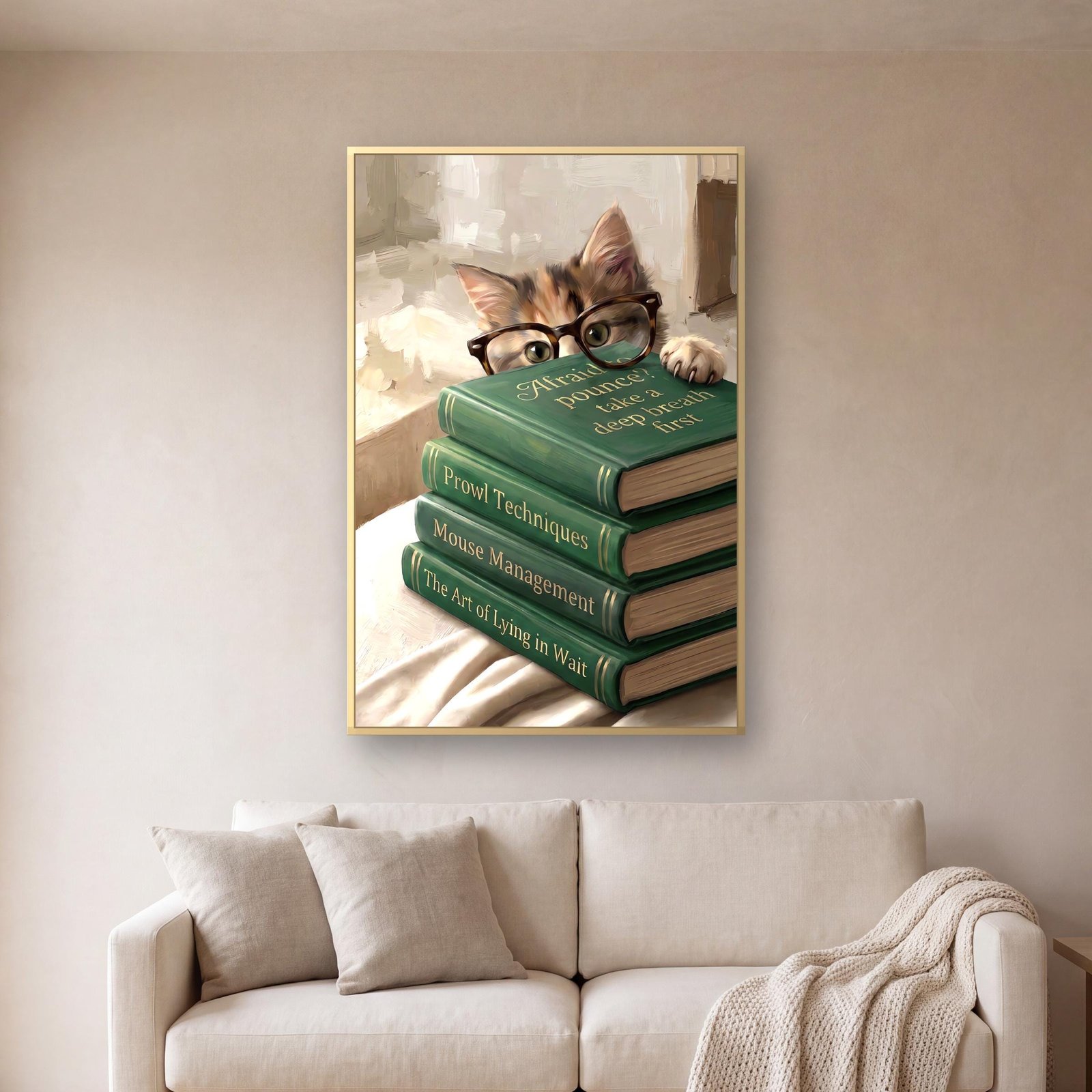 Cat Peeking Over Books, view 2 of 4