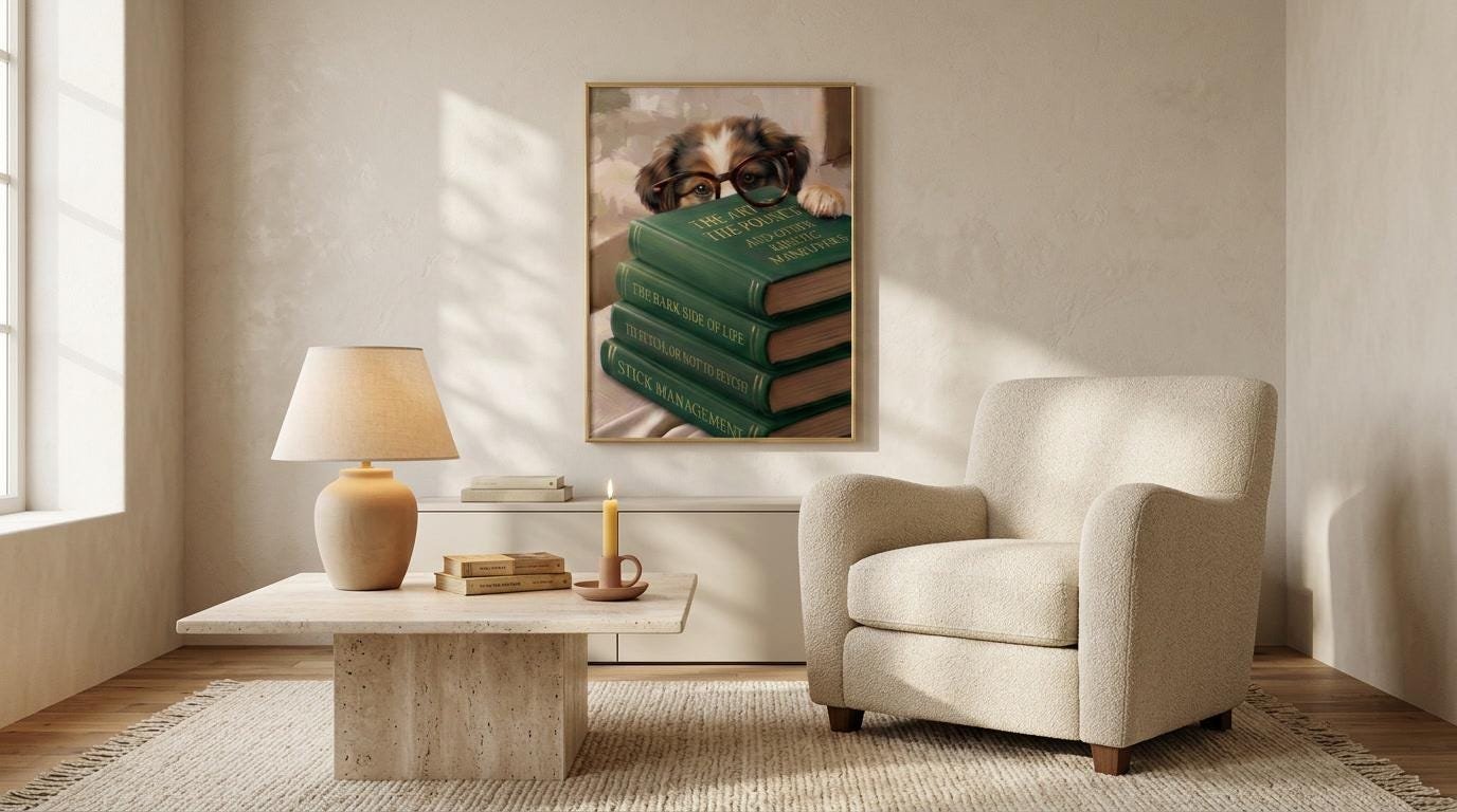 Dog Peeking Over Books, view 3 of 4