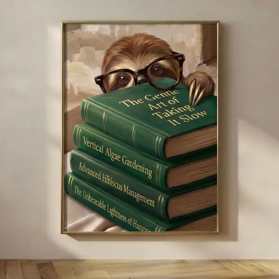 Sloth Peeking Over Books