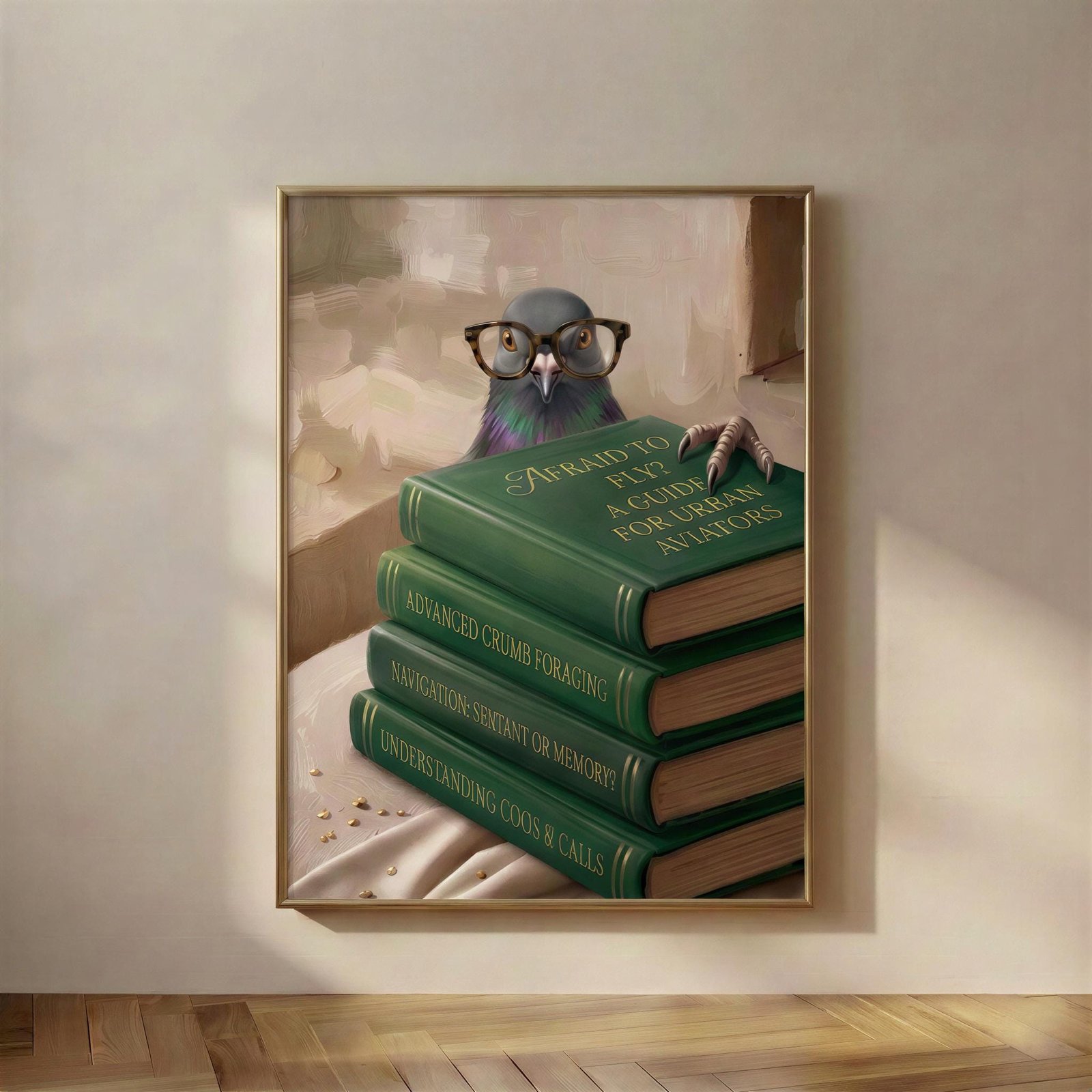 Pigeon Peeking Over Books, The Afraid to Fly?
