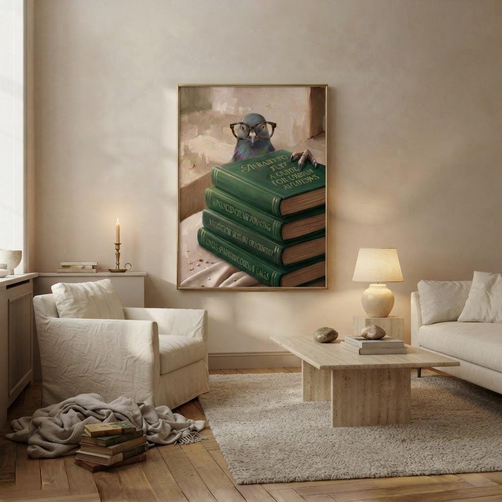 Pigeon Peeking Over Books, view 2 of 4