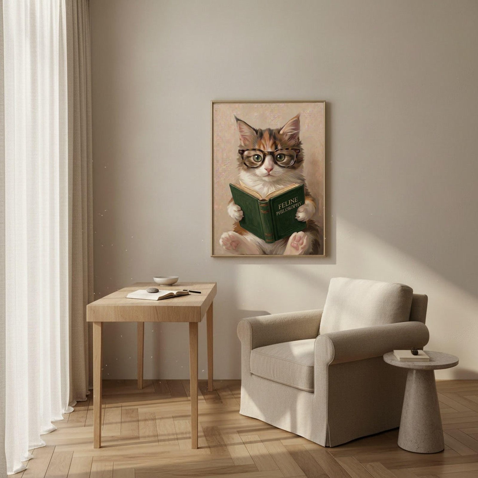 Cat Reading Book Wall Art, view 3 of 4