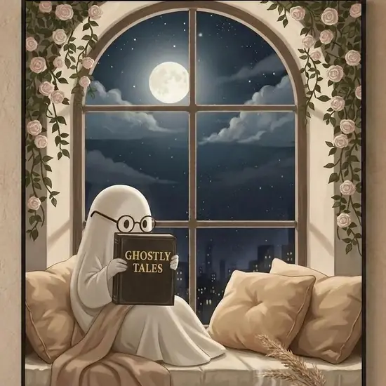 Ghost with Coffee Print