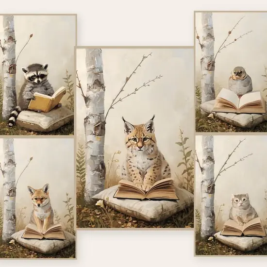 50 Animal Reading Prints